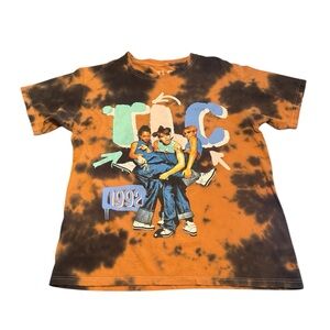 TLC 1992 Graphic Tee Orange Black Tie Dye Size M
